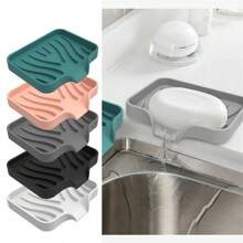 Silicone Soap Dish With Drainage, Non-Slip Rectangular Soap Holder Tray For Bathroom, Travel-Friendly Soap Container With Anti-Skid Bottom Design