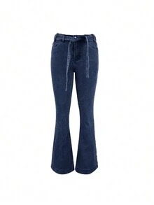 Jeans mit elastischem Bund und weitem Bein, lässig für Herbst/Winter