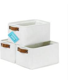 Large Fabric Storage Baskets Shelves 3 Pack, 15x11in Closet Storage Bins Shelves, Canvas Baskets Organizing, Linen Closet Organizers, Cloth Basket, Gray/ - 全米白色 - 查看 1