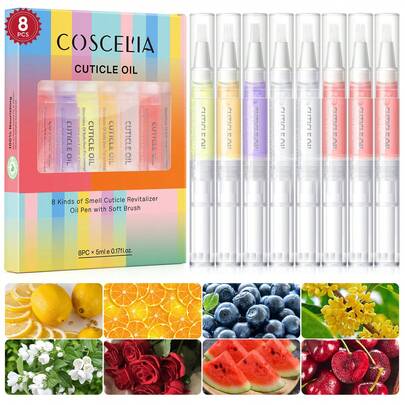 coscelia 1/4/5/8/16PCS 5ML Nail Cuticle Oil Nail Nutrient Oil Nutrient Pen Set, Dead Skin Remover Tool, Nail Strengthener Enhances Nail Health & Gloss Nail Supplies For Daily Usage Nails