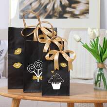 Tomnk 180 个带手柄的圣诞牛皮纸礼品袋，混合尺寸散装纸袋礼品袋商务、购物、零售、圣诞节组织、白色/棕色情人节