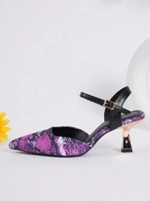 2025 Spring & Summer Stylish Black Closed Toe High Heel Pointed Toe Sandals, Plus Size 41-43 - Pink - View 7