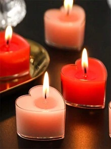 27/18/9 piezas/1 pieza Velas de té sin perfume con forma de corazón, cada una con un tiempo de quemado de hasta 3 horas, suministros para bodas, decoración interior, velas con forma de corazón románticas, adecuadas para cumpleaños, propuestas, amor, decoración del Día de San Valentín, decoración de habitaciones interiores