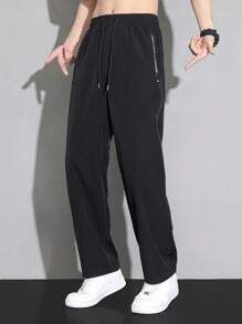 Pantalones casuales de uso diario de unicolor para hombre - Negro - Ver 3