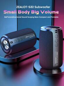 S32 ZEALOT Portable Wireless Speakers, Waterproof Speaker IPX5, 8W Mini Wireless Speaker 5.0, 5-8H Playtime, 1800mAh Battery, Stereo Pairing, MIC/TF Card/USB/AUX For Home/Outdoor Competible For IOS Andriod