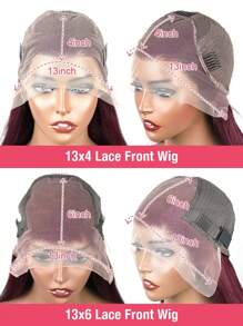 Uveous 99j Burgundy 13x4 Lace Front Wig Human Hair 200% Density Straight Hair Wigs For Women Pre Plucked Pre Cut Frontal Wigs With Baby Hair 34 Inch Halloween Season - S99J - 查看 7