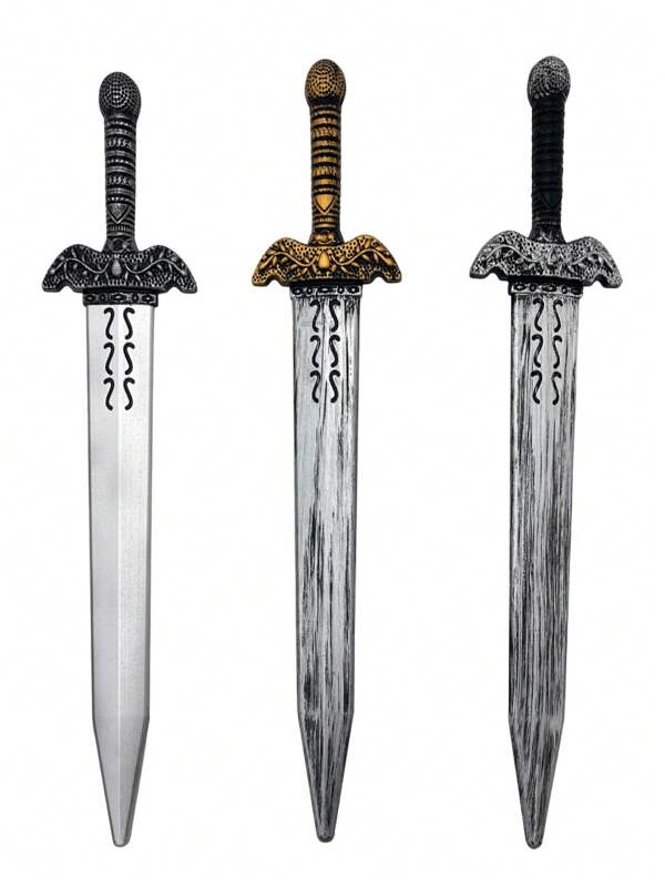 1pc Vintage Distressed Plastic Blow Molded Medieval Roman Sword, Halloween Prop, Role Playing Prop, Stage Performance Prop, COS Prop, Outdoor Game Gift