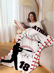 1pc Customized Name Blanket, Personalized Blanket With Photo And Name, Funny Personalized Blanket, Comfortable Blanket, Great Gift For Best Friend, Family, Wedding, Birthday, Mother's Day, Father's Day, Gifts For Mom, Dad, And Friends