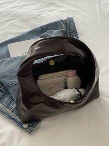 Bolso de mano 2024 con diseño de nubes arrugadas, bolso de hombro casual y versátil para mujer, embrague con forma de luna creciente