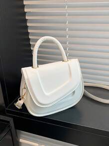 1pc Fashionable And Textured, Stylish Solid Color Embossed Shoulder Bag, Popular And Fashionable Crossbody Handbag Saddle Bag, Casual And Aesthetic Handbag, Simple And Fashionable Niche Solid Color Shoulder Crossbody Saddle Bag, Pu Material Magnetic Buckle Closure, Suitable For Girls To Go Out Shopping, Daily Use, Giving Gifts To Friends Is The Best Choice, A Must-Have Fashion Item - Saddle Bag - View 10