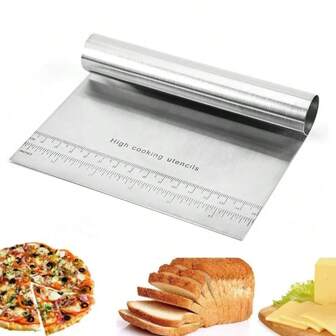 带测量刻度的不锈钢面团刮刀，用于切割面团、糕点、糖的烘焙工具
