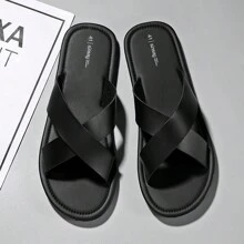 Men Sandals Comfortable And Fashionable Black Slippers Cross Slippers Cool And Non-Slip