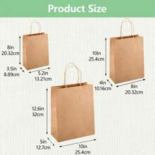 Tomnk 180 个带手柄的圣诞牛皮纸礼品袋，混合尺寸散装纸袋礼品袋商务、购物、零售、圣诞节组织、白色/棕色情人节