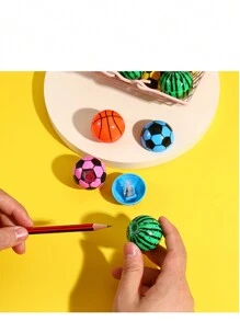 1pc Creative Cute Colorful Football Pencil Sharpener, Cartoon Design Single Hole Plastic Pencil Sharpener,Back To School - Multicolor - View 11