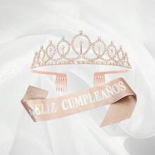 1 PC Verjaardagsfeest Verzameling Kroon Sjerp Set Prinses Foto Props Met Spaanse Happy Birthday