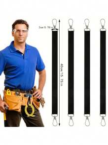 1/4Pcs Electrical Tape Holder Straps Heavy Duty Tape Holder Chain With Carabiner Hooks Thong Waist Tape Holder Lanyard Polyester - Multicolor - View 3