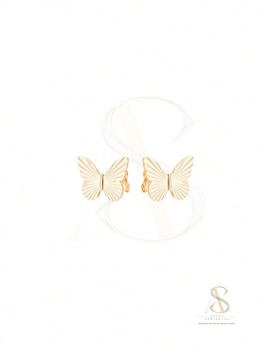 ALINE SEMIJEWELLERY Medium Diamond Butterfly Earring Gold Plated Semi-Jewelry - 14x10mm - Xem 1