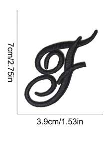 2pcs Black English Letter Embroidered Iron-On Patches, For Clothing, Backpacks, Pen Bags, Name Marking - Black - View 14