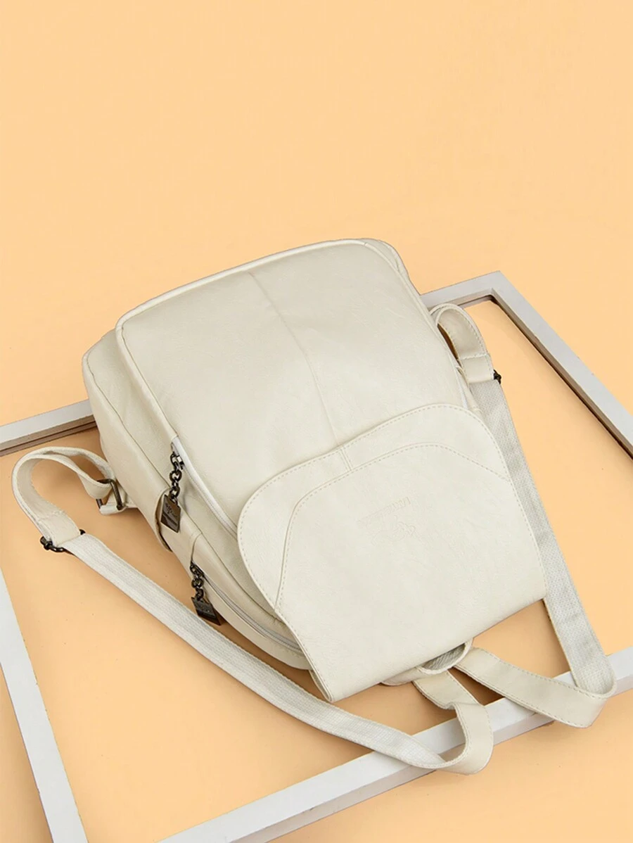 2023 New High-Quality Soft PU Leather Women's Backpack, Vintage Solid Color Large Capacity Travel Student Backpack For Girls