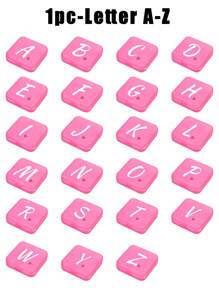 1pc Pink Love White Letter A-Z Pattern Cute And Portable Pill Box, Travel Pill Box, Large Pill Storage Device 4 Times A Day, Large Vitamin Daily Medication Storage Device, Large Pill Container, Medication Dispenser (Pink) - Perfect For Organizing Medication Anytime, Anywhere