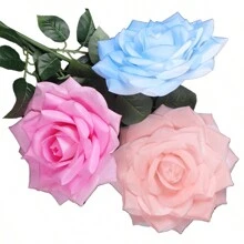 1pc Handcrafted 12.99" Diameter Giant Rose, 49.6" Length, Velvet Material Faux Rose Flower Bouquet, Wedding Decor, Photography Prop,Halloween Decor Home Decor Halloween Decor Fall Decor Room Decor
