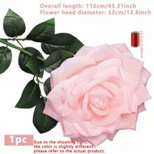 1pc Handcrafted 12.99" Diameter Giant Rose, 49.6" Length, Velvet Material Faux Rose Flower Bouquet, Wedding Decor, Photography Prop,Halloween Decor Home Decor Halloween Decor Fall Decor Room Decor
