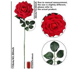 1pc Handcrafted 12.99" Diameter Giant Rose, 49.6" Length, Velvet Material Faux Rose Flower Bouquet, Wedding Decor, Photography Prop,Halloween Decor Home Decor Halloween Decor Fall Decor Room Decor