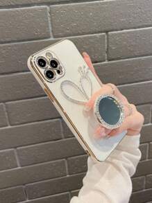 心形化妆镜支架，兼容 16 Plus、15、14、13 Pro 手机壳，苹果 12 直边款，12 Pro Max 电镀款，11 英寸软硅胶全包式保护套，女士高级防摔保护套，Xs Max 防水防震防刮，国际版，非国内版 - 白色 - 查看 4