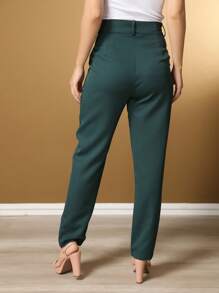Women's Pants/Tailored Pants/Basic Pants/Elegant Pants/Skinny Pants/Blogger Pants/Fashion Pants - Màu xanh lá cây đậm - Xem 3