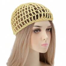 1pc Handmade Crocheted Beanie, Kufiya Hat, Women Headwear, Hair Net, Hair Snood - Multicolor - View 9