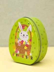 1 Peça Lata de Doces de Coelho da Páscoa no Estilo de Desenho Animado, Caixa de Presente de Lata de Ovo Plano de Coelho Decoração de Páscoa, Caixa de Doces, Caixa de Presente de Feriado, Fofa Caixa de Doces de Coelho da Páscoa, Itens Decorativos para Feriado de Páscoa, Organizadores e Armazenamento Domésticos, Acessórios Domésticos - Multicolorido - Visão 8