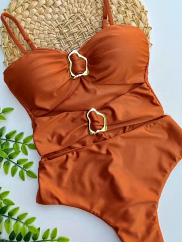 Neuer sexy Badeanzug mit Schnürung für Frauen, einfarbiger Bikini Bademode im europäischen und amerikanischen Stil