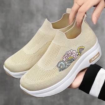 Lichtgewicht casual platform sneakers voor dames met ademende sokken, lente