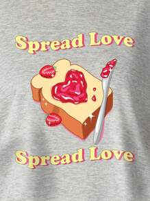 Women's Plus Size  Valentine's Day Spread Love Sweet Print T-Shirt Fashion Short Sleeve Round-Neck Tops Summer Streetwear