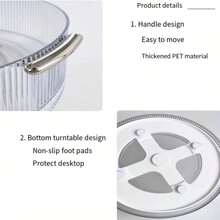 1pc Plastic Cosmetic Storage Tray, Transparent 360° Rotating Storage Box With Handle, Desktop Finishing Organizer, Suitable For Storing Perfume Lipstick Necklace Jewelry, Storage Container Box - Multicolor - View 8