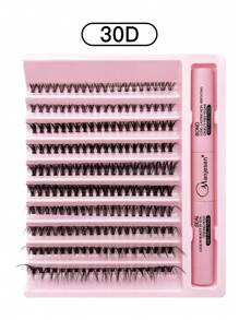 200 片 D 卷曲 8-16 毫米混合 DIY 睫毛延长套装，DIY 大容量柔软独立簇状睫毛，打造蓬松、自然、纤细的家居造型，DIY 睫毛胶，自然柔软的睫毛延长化妆品适合任何风格 - 粉色 - 查看 9