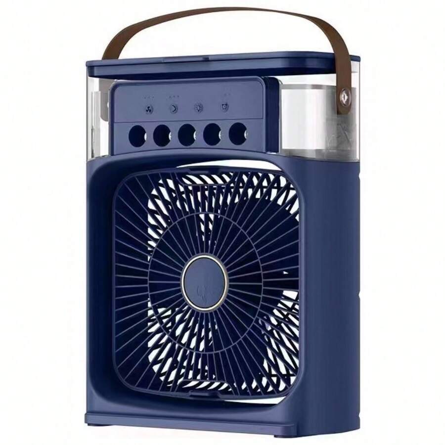 Ventilador humidificador portátil y de mano, con 5 orificios, para escritorio doméstico, carga USB, temporizador silencioso con ajuste de tres velocidades, ventilador pequeño