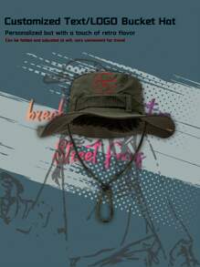 1pc Customized Drawstring Text/LOGO Unisex Summer Outdoor Casual Breathable Adjustable Bucket Hat, Summer Western Cowboy Hat Suitable For Outdoor, Mountaineering, Traveling, Hiking, Fishing, Best Choice For Gifts - Customized Pattern - View 19