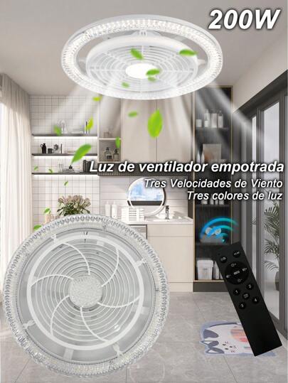 1pieza Ventilador de techo,lámpara de techo moderna(control Remoto),150W/200W,3 Velocidad de Viento y 3 Modos de Iluminación Ajustables,Ventilador de techo de anillo LED,Con Función de Temporizador,Sala de Estar/Dormitorio/Cocina