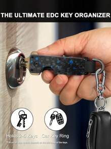 MIYIN Llavero minimalista - Caja de almacenamiento de llaves de metal compacta con destornillador, patrón de fibra de carbono, unisex, clip de llave azul con superficie antiarañazos, llaves elegantes, ligeras, portátiles y delgadas, soporte de llavero duradero con caja de regalo, excelente regalo para amigos, familiares y seres queridos, regalos para novio, regalos de cumpleaños, aniversario, regalos del Día del Padre, regalos navideños, regalos del Día de Acción de Gracias, vintage