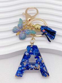 1 件树脂字母钥匙扣，首字母汽车钥匙扣，包包钱包吊饰钥匙扣，可爱多彩，字母标签，适合女孩礼物纪念品汽车配件包饰学院风哥特风 Y2k - 寶藍色 - 查看 2