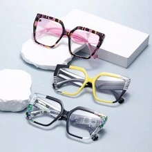 1 副几何图案 PC（聚碳酸酯）休闲、通勤、派对、多功能眼镜，适合所有季节 - 無色 - 查看 1