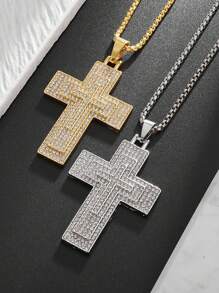 1 pieza Collar con colgante de cruz Ankh de acero inoxidable, joyería de moda minimalista para uso diario unisex - Collar de cruz de Anka - Ver 2