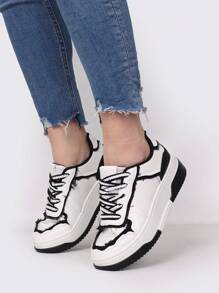 StellaMeli BEAUTIFUL WOMEN'S SHOES IN PU AND JEANS FINISHING WITH TWO-TONE LACES 4.5CM SOLE - Black - View 4