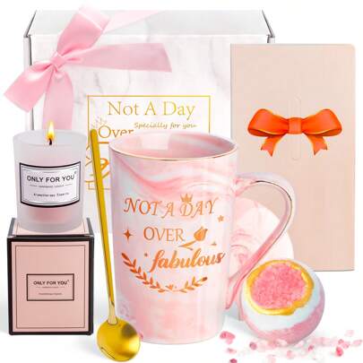 Pink Mug Gift Box Set - Exquisite Ribbon Packaging, Perfect Birthday, Valentine's Day, Mother's Day, Christmas Gift, A Warm Surprise For Mom, Sisters And Friends - Drinkware Set