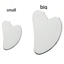 1 件装不锈钢刮痧板按摩器适用于脸部颈部身体刮痧按摩工具面部皮肤护理刮痧板面部按摩器 - 銀色 - 查看 13