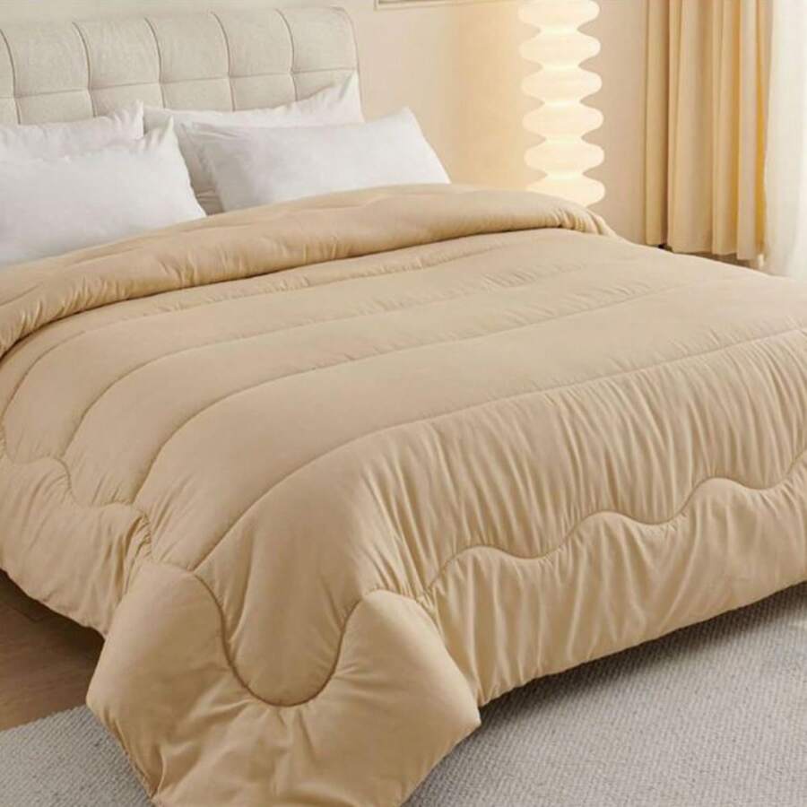 Shoppe house - Edredón Nórdico Doble Cara Estampado, Relleno Nórdico, Edredón de Microfibra, Microfibra Suave, Antiácaro, Hipoalergénico, Transpirable, Moderno, Ligero (Sin Cojin) - Beis - Ver 1