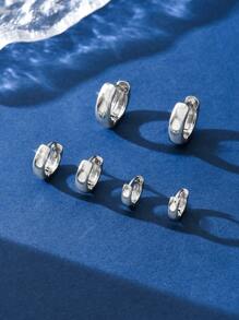 1 对迷人 925 纯银 12 毫米-16 毫米简约亮面圆形耳钉，适合女士周年纪念日女友生日礼物约会日常佩戴耳环精美珠宝 - 光面 - 查看 6