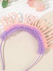 1pc Girls Happy Birthday Headband For Birthday Party Hairband Shining Glitter Pink Hairband Hair Accessories For Party Holiday