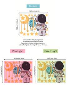 1/2/3/5 Stück Leuchtende Astronauten-Stern-Mond-Schalteraufkleber, Ramadan-Festival-Mondaufkleber, Leuchtende Wandaufkleber für Wohn- und Schlafzimmer, Geschenk zum Eid Mubarak, Eid-Dekorationsaufkleber - Blau - Übersicht 17